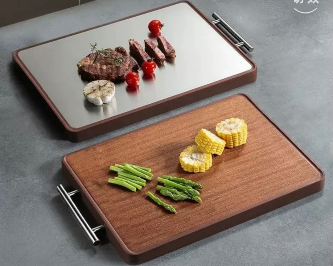 تخته گوشت استیل و چوب