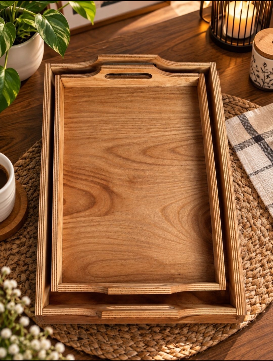 سینی چوبی دو سایز جفتی