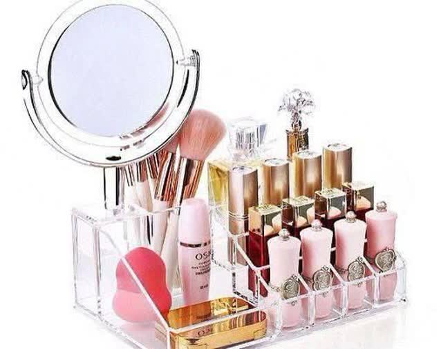 استند لوازم آرایشی رویه ساده با آینه