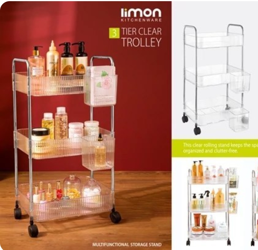 ترولی سه طبقه چرخ دار لیمون limon کد ۲۳۷۳۰۰