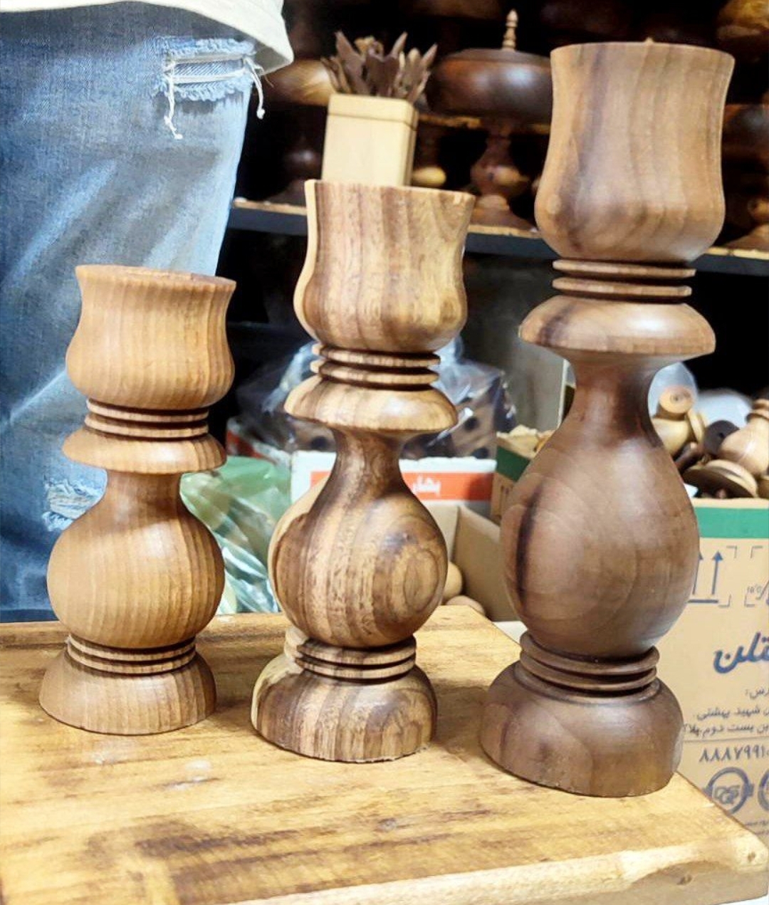 جا شمعی چوبی ۳سایز