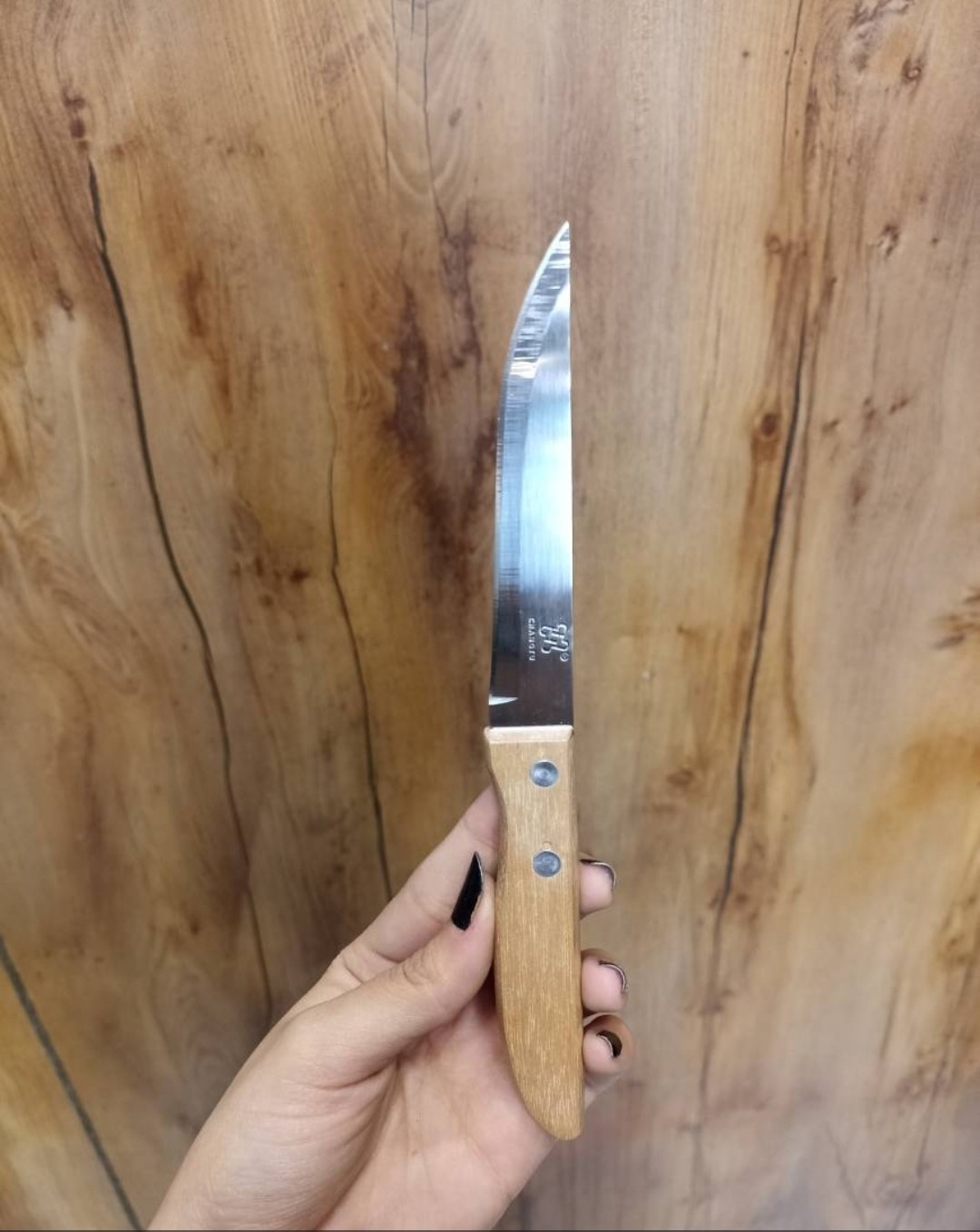 چاقو دو میخ دسته چوبی